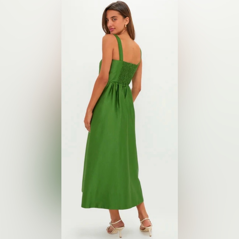 Tuckernuck Green Dupioni Esme Dress Midi Sleeveless NWT Xs - Picture 4 of 10